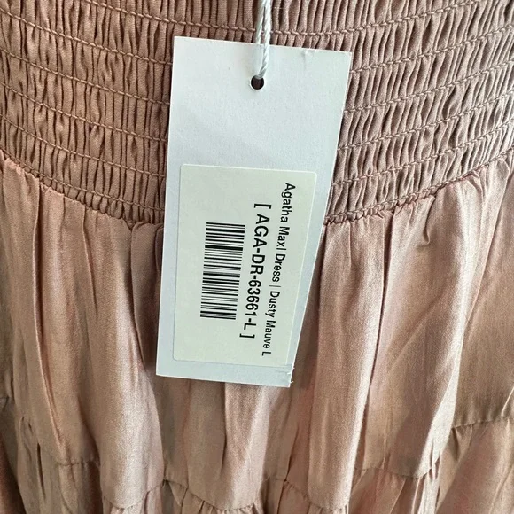 NWT Baltic Born Agatha Maxi Dress Dusty Mauve Tiered Ruffle Pockets L - Picture 12 of 13